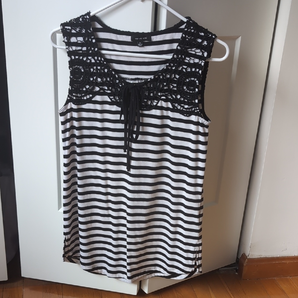 Verve Ami Striped Tank with Stitch Detailing